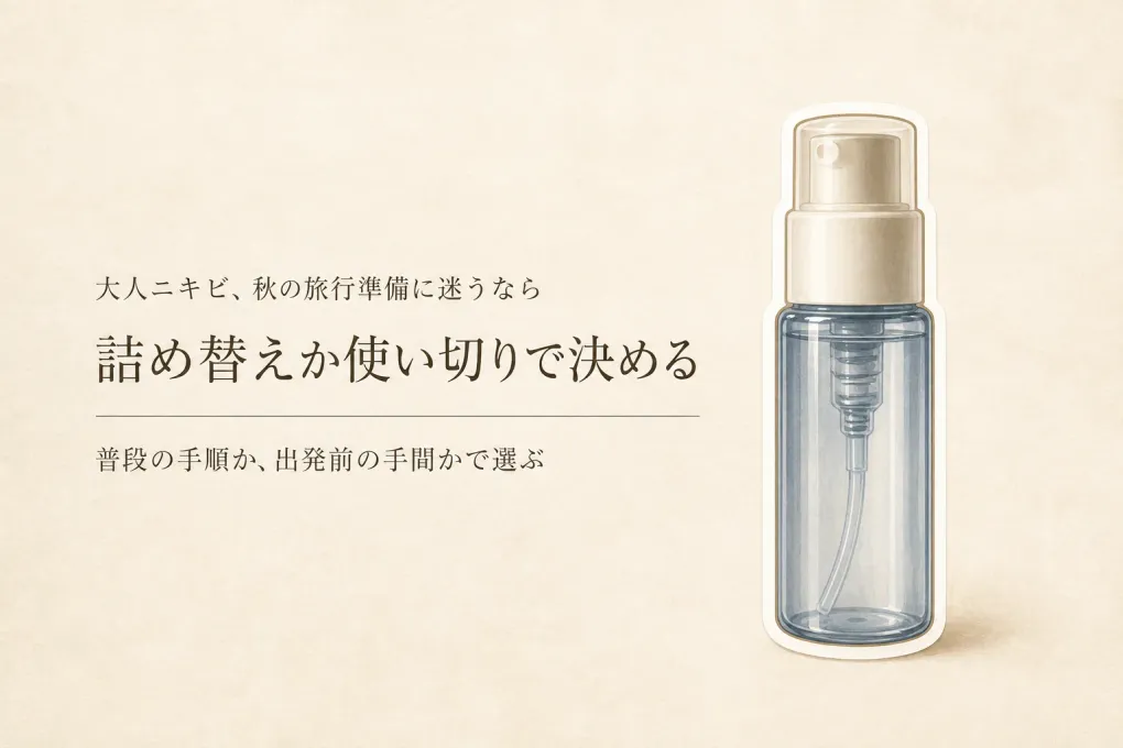 トラベルボトル 化粧品は詰め替える？使い切りスキンケアと秋の連休前に選ぶ方法
